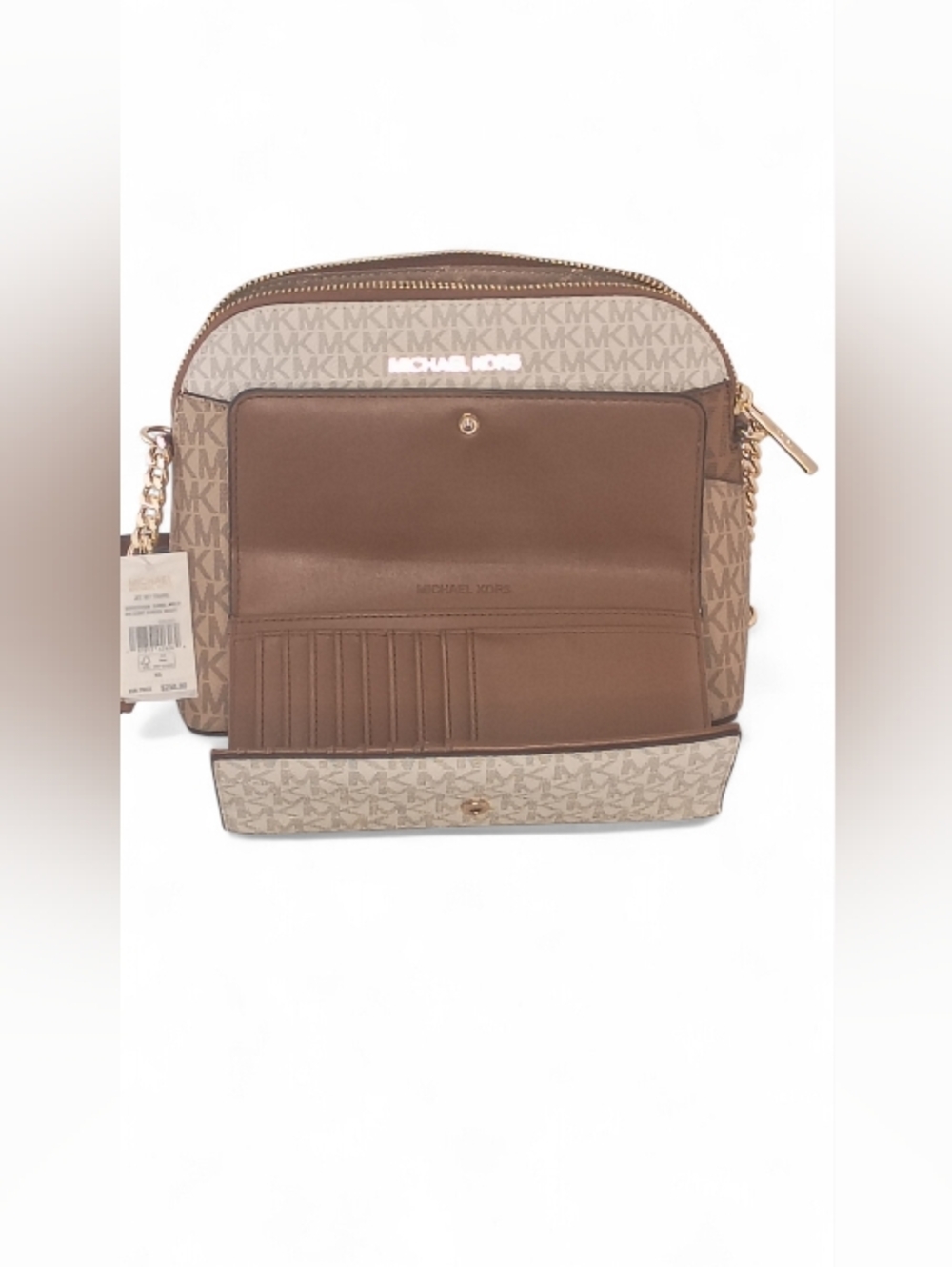 *NWT~ Michael Kors M Camel Mlt Color-Block Sig Logo Crsbdy Bag w/wallet-Jet Set - Picture 13 of 16